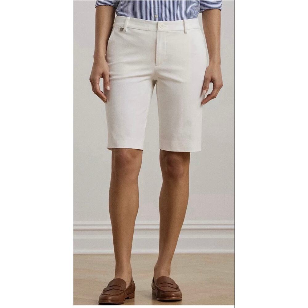 Lauren Ralph Lauren Twill Stretch White Bermuda Shorts Size 4 Cotton